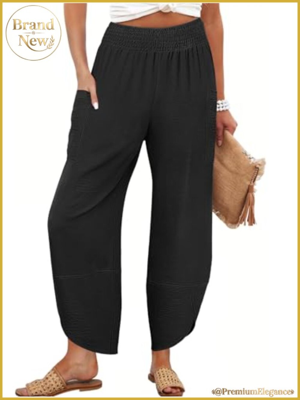 Wide Leg Palazzo Pants Loose Fit High Rise Ankle Length 100% Polyester